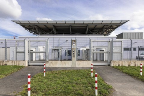 Duesseldorf Higher Regional Court trial building, Kapellweg branch, high-security courtroom, Duesseldorf, North Rhine-Westphalia, Germany, Europe