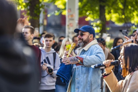 Spontaneous free concert by the rapper Sido, promotion for the car brand Smart, Berlin, Germany, Europe
