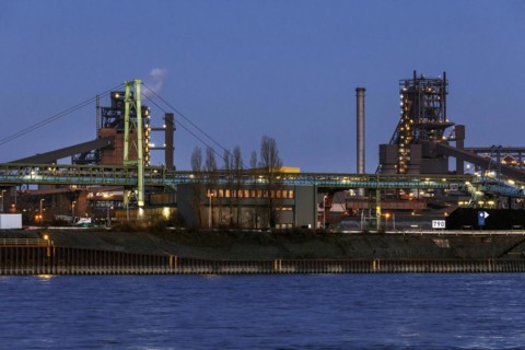 Blast furnace of thyssenkrupp Steel Europe AG at Suedhafen Walsum, Duisburg, North Rhine-Westphalia, Germany, Europe