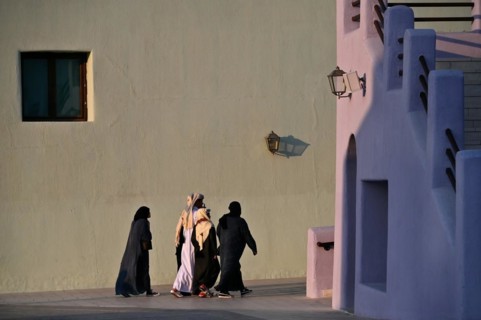 Colourful houses in Mina District, Mia Park, Old Port Doha, Qatar, Asia