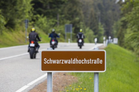 The Black Forest High Road is one of the oldest and best-known holiday routes in Germany. It is part of the Bundesstrasse 500 and a popular route for motorcyclists, Baiersbronn, Baden-Wuerttemberg, Ge...