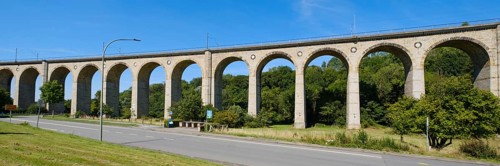 Railway viaduct, Altenbeken viaduct, sand-lime bridge, Altenbeken, East Westphalia-Lippe, North Rhine-Westphalia, Germany, Europe