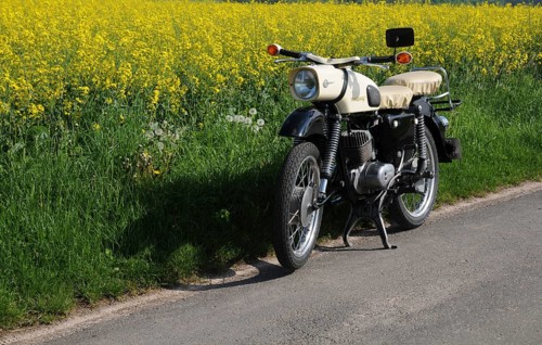 Vintage motorbike from the GDR MZ ES 150, Hesse, Germany, Europe