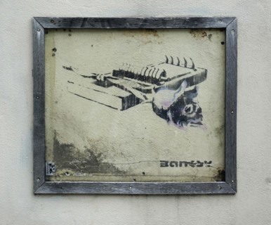 The Rose Trap by Banksy, Street Art, Bristol, England, Great Britain