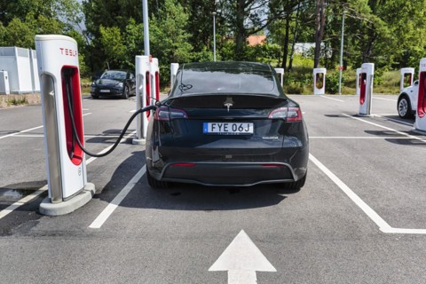 Tesla charging stations for electric vehicles, Supercharger, electric charging station, Sweden, Europe