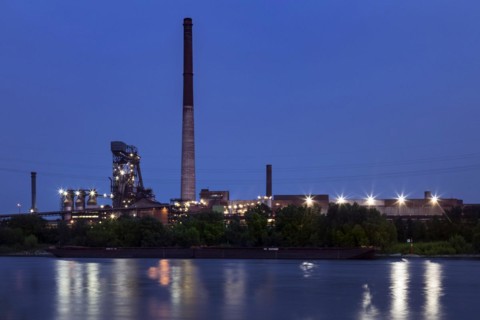 Blast furnace of Huettenwerke Krupp Mannesmann, HKM, Rhine, Duisburg, North Rhine-Westphalia, North Rhine-Westphalia, Germany, Europe