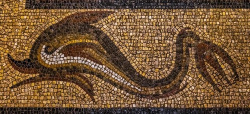 Fish mosaic from Kos, 3rd century, Grand Masters Palace built in the 14th century by the Johnnite Order, fortress and palace for the Grand Master, UNESCO World Heritage Site, Old Town, Rhodes Town, Gr...