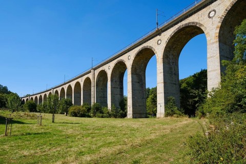 Railway viaduct, Altenbeken viaduct, sand-lime bridge, Altenbeken, East Westphalia-Lippe, North Rhine-Westphalia, Germany, Europe