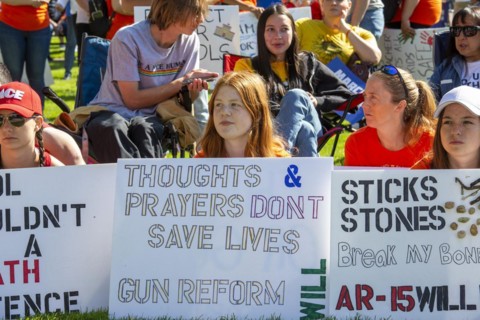 Oxford, Michigan USA, 11 June 2022, Hundreds rallied for tighter gun control laws in the town where four students were shot and killed at Oxford High School in November 2021. It was one of many rallie...