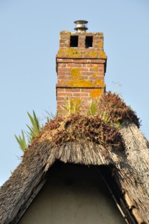 Thatched roof in Veules les roses redactional use only