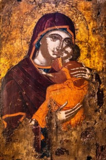 Virgin Mary Glykophilousa, 17th c., Ikoe in Panagia tou Kastrou, Mary of the Castle, Cathedral, Byzantine Museum, 11th c., Rhodes Town, Greece, Europe