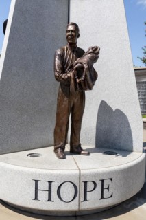 Tulsa, Oklahoma, Hope Plaza at John Hope Franklin Reconciliation Park. The park is a memorial based on the 1921 race massacre in which many African-Americans were murdered and the Greenwood District b...
