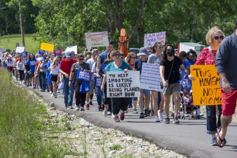 Oxford, Michigan USA, 11 June 2022, Hundreds rallied for tighter gun control laws in the town where four students were shot and killed at Oxford High School in November 2021. It was one of many rallie...