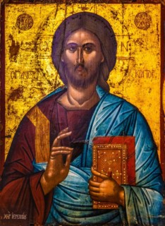 Christ Pantocrator, 17th c., Ikoe in Panagia tou Kastrou, Mary of the Castle, Cathedral, Byzantine Museum, 11th c., Rhodes Town, Greece, Europe