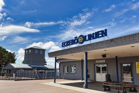 Finnish shipping company, Eckeroe Linjen ferry terminal, Eckeroe, Fasta Aland, Aland Islands, Aland Islands, Finland, Europe