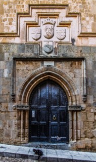 Hostel of Provence, Knights Street in Old Town from the time of the Order of St. John, only surviving 16th century street in late Gothic style, Oddos Ippoton, Rhodes Town, Greece, Europe