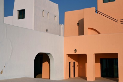 Colourful houses in Mina District, Mia Park, Old Port Doha, Qatar, Asia