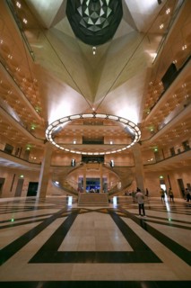 Interior view of the Museum of Islamic Art by the archtics Ieoh Ming Pei and Jean-Michel Wilmotte, Doha, Qatar, Asia