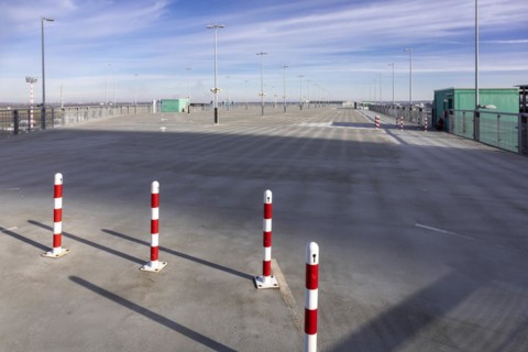 Duesseldorf Airport, DUS, parking, parking spaces, empty parking decks in Airport International car parks in lockdown in Corona crisisAirport International, Duesseldorf Airport, airfield, taxiway, Due...