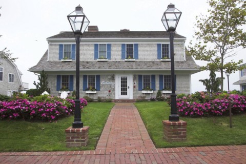 Residence with flower garden, coastal architecture, Cape Cod, Massachusetts, USA, North America