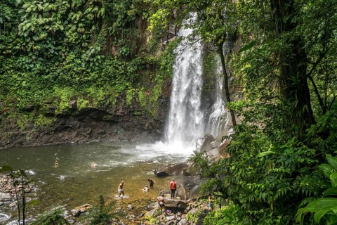 Chutes du Carbet waterfall in Guadeloupe National Park, Basse-Terre, Guadeloupe, France, North America
