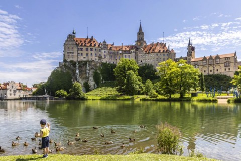 Hohenzollernschloss, Sigmaringen Castle, former princely residence and administrative seat of the Princes of Hohenzollern-Sigmaringen, Sigmaringen, Baden-Wuerttemberg, Germany, Europe