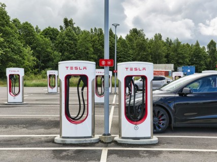 Tesla charging stations for electric vehicles, Supercharger, electric charging station, Sweden, Europe