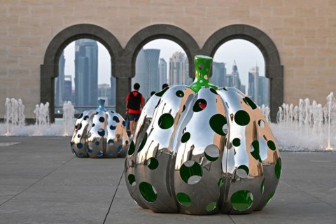 Sculptures on the Terrace of the Museum of Islamic Art by the Archtics Ieoh Ming Pei and Jean-Michel Wilmotte, Doha, Qatar, Asia