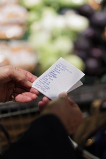Shopping list in the supermarket., Radevormwald, Germany, Europe