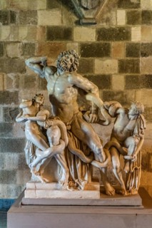 Copy of the Laocoon Group, Grand Masters Palace built in the 14th century by the Johnnite Order, Fortress and Palace for the Grand Master, UNESCO World Heritage Site, Old Town, Rhodes Town, Greece, Eu...