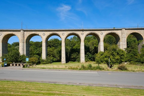 Railway viaduct, Altenbeken viaduct, sand-lime bridge, Altenbeken, East Westphalia-Lippe, North Rhine-Westphalia, Germany, Europe