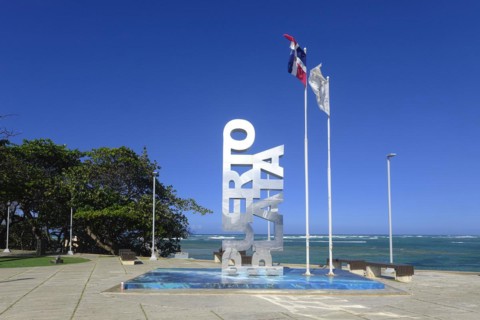 Puerto Plata Sign in Centro Historico, Old Town of Puerto Plata, Dominican Republic, Caribbean, Central America