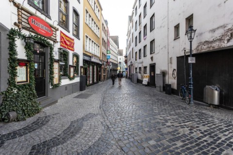 Salzgasse in the Old Town North in the Corona Crisis, Cologne, North Rhine-Westphalia, Germany, Europe