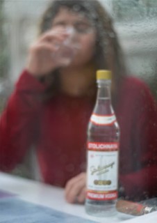 An 11-year-old girl stands as a model. Symbol photo alcoholism, Germany, Europe