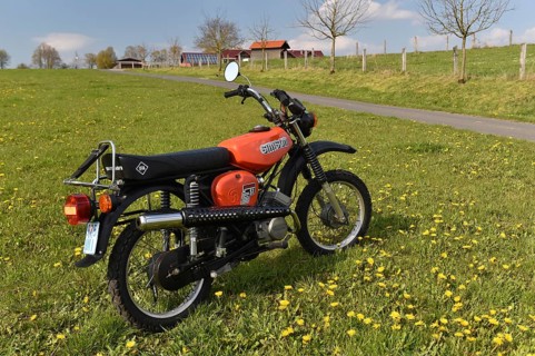 Vintage moped from the GDR Simson S51, Hesse, Germany, Europe