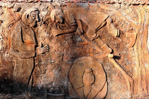 Marcello Cammi, sculptor and painter from Bordighera Italy, sculpted and painted along the Sasso river for most of his life