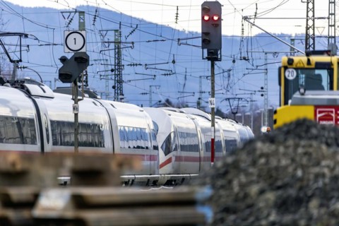 Investment in the ailing rail network, Deutsche Bahn construction site on the busy Rhine Valley line towards Switzerland, Deutsche Bahn AG InterCityExpress ICE, Riegel, Baden-Wuerttemberg, Germany, Eu...