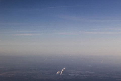 View of the Jaenschwalde coal-fired power plant from an aeroplane, taken near Jaenschwalde, 01.03.2023. According to the federal governments roadmap for phasing out coal, the last unit of the power pl...
