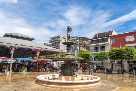 Fountain in Pointe-a-Pitre, Guadeloupe, France, North America