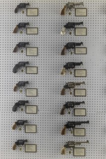 Claremore, Oklahoma, Smith & Wesson handguns at the Davis Arms & Historical Museum, which displays what it calls the worlds largest private firearms collection. The weapons originally belonged to J. M...