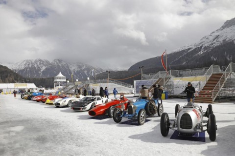 Classic car Concours dElegance on the frozen lake, The ICE, St. Moritz, Engadin, Switzerland, Europe