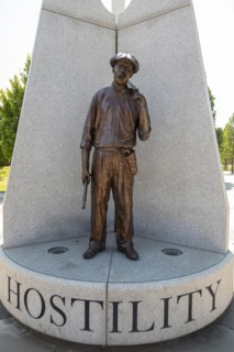 Tulsa, Oklahoma, Hope Plaza at John Hope Franklin Reconciliation Park. The park is a memorial based on the 1921 race massacre in which many African-Americans were murdered and the Greenwood District b...