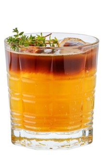 Cold orange espresso tonic mocktail isolated on white isolated on white background