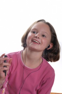 Girl listening to mp3 player