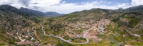 Mediterranean mountain landscape with mountain village