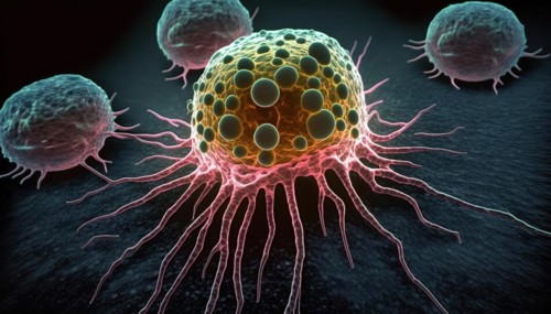 Schematic representation of vascularising tumour cells