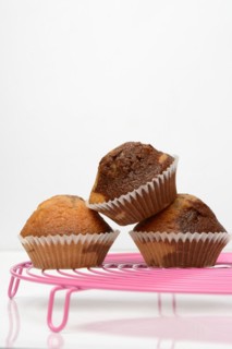 Chocolate muffins with white background