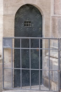 Sacristy door with peep window
