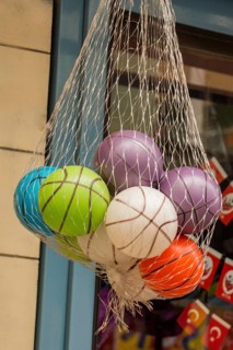 Rubber ball of various color as a background