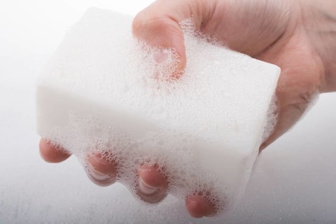 Hand washing and soap foam on a foamy background